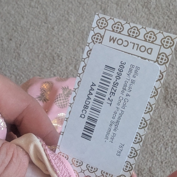 Doll Brand Pink and Gold Pineapple Swimsuit - Picture 3 of 3